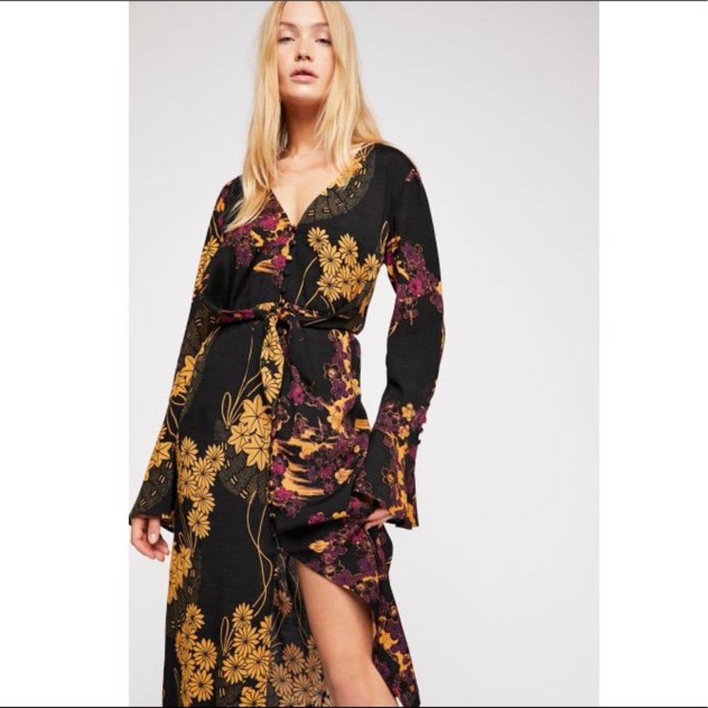 Free People Mixed Print Twist Dress